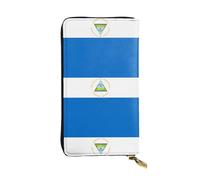 XZDCAL Flag of Nicaragua Fashionable Leather Long Clutch Wallet for Girls and Women with Multiple Compartments, Black, One Size