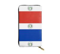 XZDCAL Flag of Paraguay Fashionable Leather Long Clutch Wallet for Girls and Women with Multiple Compartments, Black, One Size