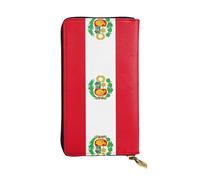 XZDCAL Flag of Peru Fashionable Leather Long Clutch Wallet for Girls and Women with Multiple Compartments, Black, One Size