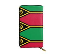 XZDCAL Flag of Vanuatu Fashionable Leather Long Clutch Wallet for Girls and Women with Multiple Compartments, Black, One Size