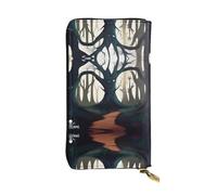 XZDCAL GhastlyGrove Fashionable Leather Long Clutch Wallet for Girls and Women with Multiple Compartments, Black, One Size