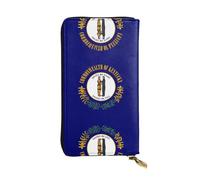 XZDCAL Kentucky State Flag Fashionable Leather Long Clutch Wallet for Girls and Women with Multiple Compartments, Black, One Size