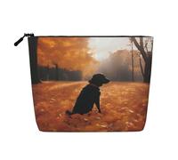 XZDCAL Leaves with dogs Single-Layer Linen-Look Makeup Pouch with Zipper Ensuring for Your Daily or Travel Needs, Black, One Size