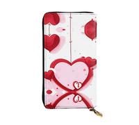 XZDCAL Little Red Heart Fashionable Leather Long Clutch Wallet for Girls and Women with Multiple Compartments, Black, One Size