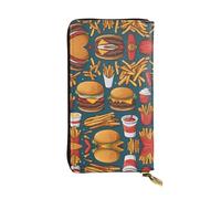 XZDCAL Lots of tasty food Fashionable Leather Long Clutch Wallet for Girls and Women with Multiple Compartments, Black, One Size