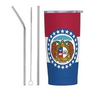 XZDCAL Missouri State Flag 20oz Stainless Steel Mug with Straw and Slide Lid for Coffee, Tea, or Iced Drinks