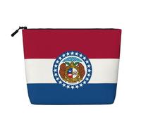 XZDCAL Missouri State Flag Single-Layer Linen-Look Makeup Pouch with Zipper Ensuring for Your Daily or Travel Needs, Black, One Size