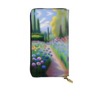 XZDCAL Monet's Garden Fashionable Leather Long Clutch Wallet for Girls and Women with Multiple Compartments, Black, One Size
