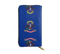 XZDCAL North Dakota State Flag Fashionable Leather Long Clutch Wallet for Girls and Women with Multiple Compartments, Black, One Size