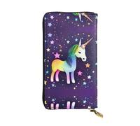 XZDCAL One-horse star Fashionable Leather Long Clutch Wallet for Girls and Women with Multiple Compartments, Black, One Size