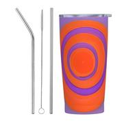 XZDCAL Orange circle centre 20oz Stainless Steel Mug with Straw and Slide Lid for Coffee, Tea, or Iced Drinks