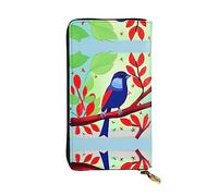 XZDCAL Red Leaf Bird Fashionable Leather Long Clutch Wallet for Girls and Women with Multiple Compartments, Black, One Size