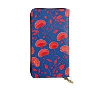XZDCAL Red mushrooms Fashionable Leather Long Clutch Wallet for Girls and Women with Multiple Compartments, Black, One Size