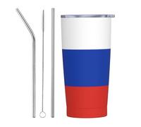 XZDCAL Russian Flag 20oz Stainless Steel Mug with Straw and Slide Lid for Coffee, Tea, or Iced Drinks