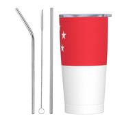 XZDCAL Singapore Flag 20oz Stainless Steel Mug with Straw and Slide Lid for Coffee, Tea, or Iced Drinks