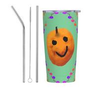 XZDCAL Smiley Citrus 20oz Stainless Steel Mug with Straw and Slide Lid for Coffee, Tea, or Iced Drinks