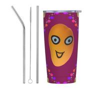 XZDCAL Smiley Mango 20oz Stainless Steel Mug with Straw and Slide Lid for Coffee, Tea, or Iced Drinks