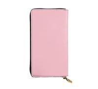 XZDCAL Solid color pink Fashionable Leather Long Clutch Wallet for Girls and Women with Multiple Compartments, Black, One Size