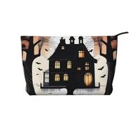 XZDCAL SpookySoiree Corduroy Makeup Bag with A Sturdy Lining for Travel and Daily Use, Black, One Size