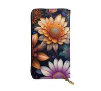 XZDCAL Sunflower welfare Fashionable Leather Long Clutch Wallet for Girls and Women with Multiple Compartments, Black, One Size