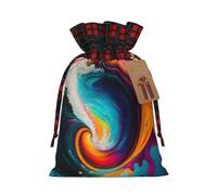 XZDCAL Surreal Enigma Premium Jute Drawstring Gift Bag with Tartan Fabric and Kraft Paper Tag for Festivals and Special Occasions