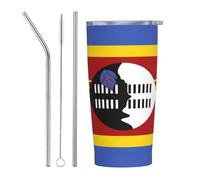 XZDCAL Swaziland flag 20oz Stainless Steel Mug with Straw and Slide Lid for Coffee, Tea, or Iced Drinks
