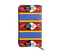 XZDCAL Swaziland flag Fashionable Leather Long Clutch Wallet for Girls and Women with Multiple Compartments, Black, One Size