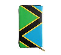 XZDCAL Tanzania Flag Fashionable Leather Long Clutch Wallet for Girls and Women with Multiple Compartments, Black, One Size
