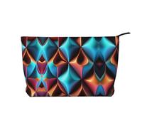 XZDCAL Three-dimensional colored diamonds Corduroy Makeup Bag with A Sturdy Lining for Travel and Daily Use, Black, One Size