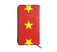XZDCAL Vietnamese flag Fashionable Leather Long Clutch Wallet for Girls and Women with Multiple Compartments, Black, One Size