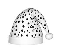 XZDDG Black And White Polka Dot Holiday Plush Hat for Event Party Dress-up, Fluffy Trimmed Cap with Pom Top