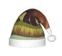 XZDDG Brown bear walking Holiday Plush Hat for Event Party Dress-up, Fluffy Trimmed Cap with Pom Top