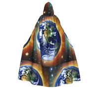 XZDDG Halloween Cosmic Earth Hooded Cloak Adult Costume Cape Cosplay Masquerade Stage Party Carnival