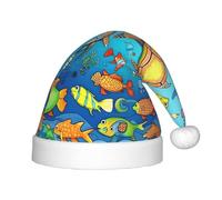 XZDDG Turtle and Fish Holiday Plush Hat for Event Party Dress-up, Fluffy Trimmed Cap with Pom Top