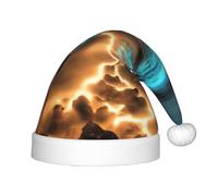 XZDDG View under the moon Holiday Plush Hat for Event Party Dress-up, Fluffy Trimmed Cap with Pom Top