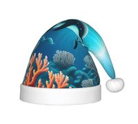 XZDDG Whales under the sea Holiday Plush Hat for Event Party Dress-up, Fluffy Trimmed Cap with Pom Top