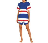 XZDDX Flag of Cape Verde Women's Allâ€‘Over Print Polyester Pajama Set L Short Sleeve Top and Elastic Waist Shorts
