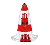 XZDDX Flag of Gibraltar Hooded Cape M For Teenagers Halloween Cosplay Cloak Masquerade Costume Carnival Role Play