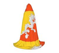 XZDDX Flag of the Kingdom of Bhutan Hooded Cape M For Teenagers Halloween Cosplay Cloak Masquerade Costume Carnival Role Play