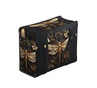 XZDDX Gold Exquisite Dragonfly Foldable Shopping Bag Full Print Polyester Large Capacity For Picnic Travel Camping