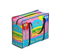 XZDDX Happy Birthday Balloon Foldable Shopping Bag Full Print Polyester Large Capacity For Picnic Travel Camping
