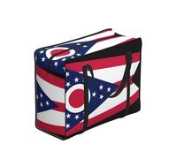 XZDDX Ohio State Flag Foldable Shopping Bag Full Print Polyester Large Capacity For Picnic Travel Camping