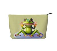 XZDHYZ The funny frog doing yoga Reusable Cosmetic Bag - Cute and Stylish Multifunctional Pouch for Travel, Daily Use, and Gifting, Black, One Size