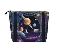 XZDLXJ a Cosmic Voyage Water-Resistant Linen-Look Single-Layer Makeup Pouch with Zipperfor Your Daily or Travel Needs, Black, One Size