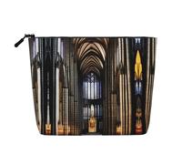 XZDLXJ a Gothic Cathedrals Water-Resistant Linen-Look Single-Layer Makeup Pouch with Zipperfor Your Daily or Travel Needs, Black, One Size