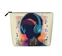 XZDLXJ a Music Vibes Water-Resistant Linen-Look Single-Layer Makeup Pouch with Zipperfor Your Daily or Travel Needs, Black, One Size