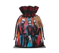 XZDLXJ a Street Art Drawstring Burlap Bag with Plaid Fabric and Kraft Paper Tag