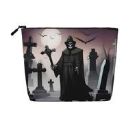 XZDLXJ a TombstoneTerrors Water-Resistant Linen-Look Single-Layer Makeup Pouch with Zipperfor Your Daily or Travel Needs, Black, One Size