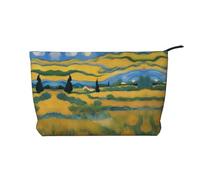 XZDLXJ a Van Gogh Fields Corduroy cosmetic bag, suitable for travel and daily use, Sturdy Lining, Ensures Longevity, Black, One Size