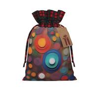 XZDLXJ Artistic Wonder Drawstring Burlap Bag with Plaid Fabric and Kraft Paper Tag
